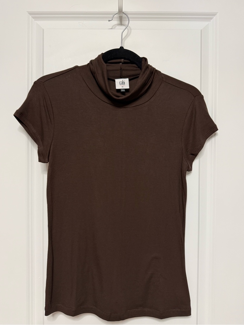 CAbi Chocolate Brown Short-Sleeve Turtleneck Tee NWOT